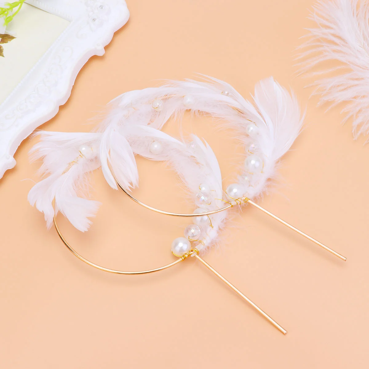 Корона для торта свадебная пара жемчужная гирлянда топпер железные палочки