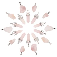 20pcsbox 2styles rose quartz stone pendants bullet gemstone charms irregular crystal pendant for diy earring necklace jewellery