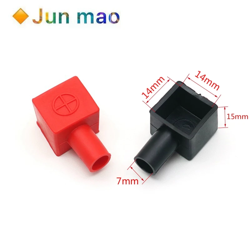 

5pair Motorcycle battery pile clamp protective cover battery terminal positive and negative insulation square cap rubber sheath