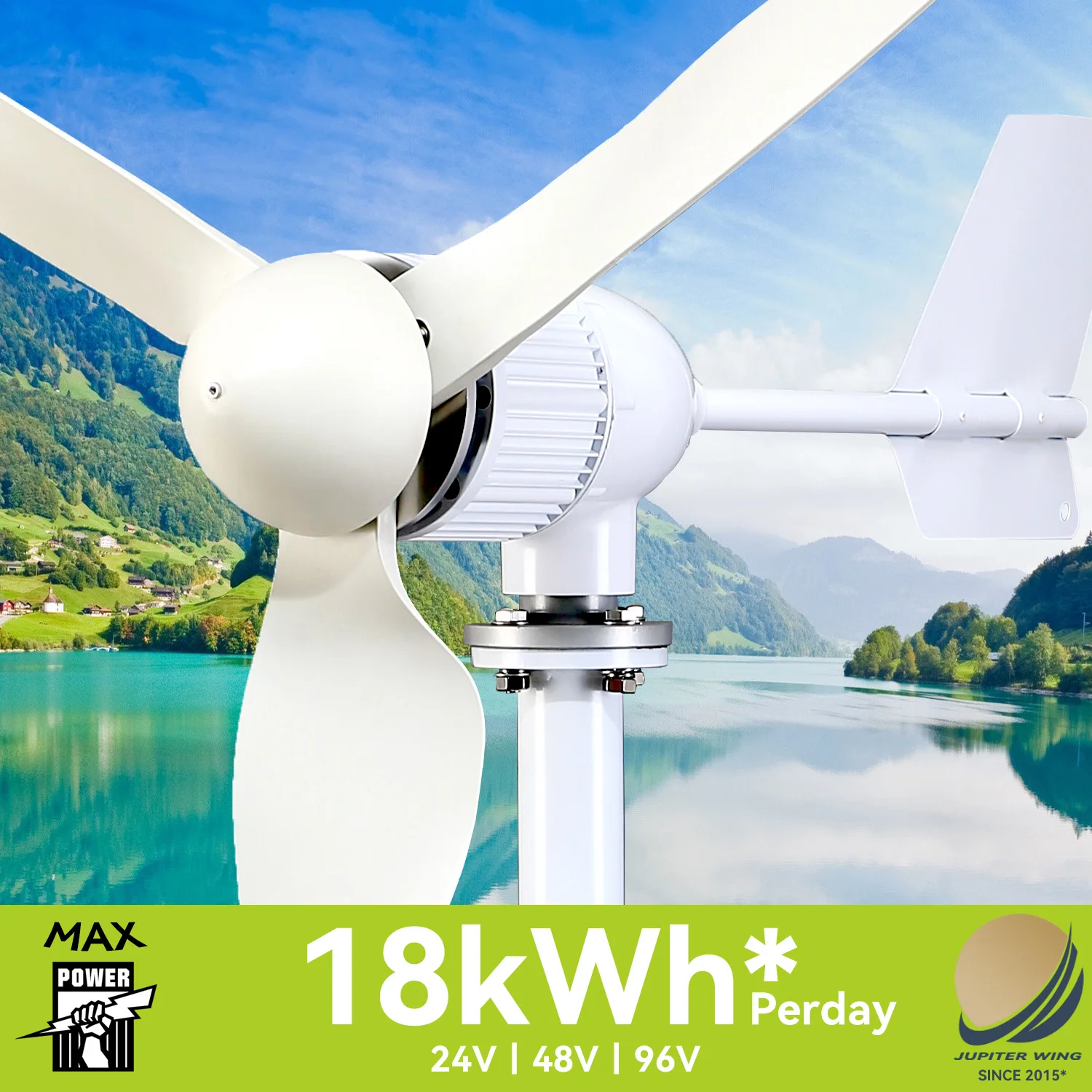

Wind Turbine No Fake 1800W High Efficiency Windmill With Ultra Hybrid Solar System, For Home Use 3 Blades Horizontal