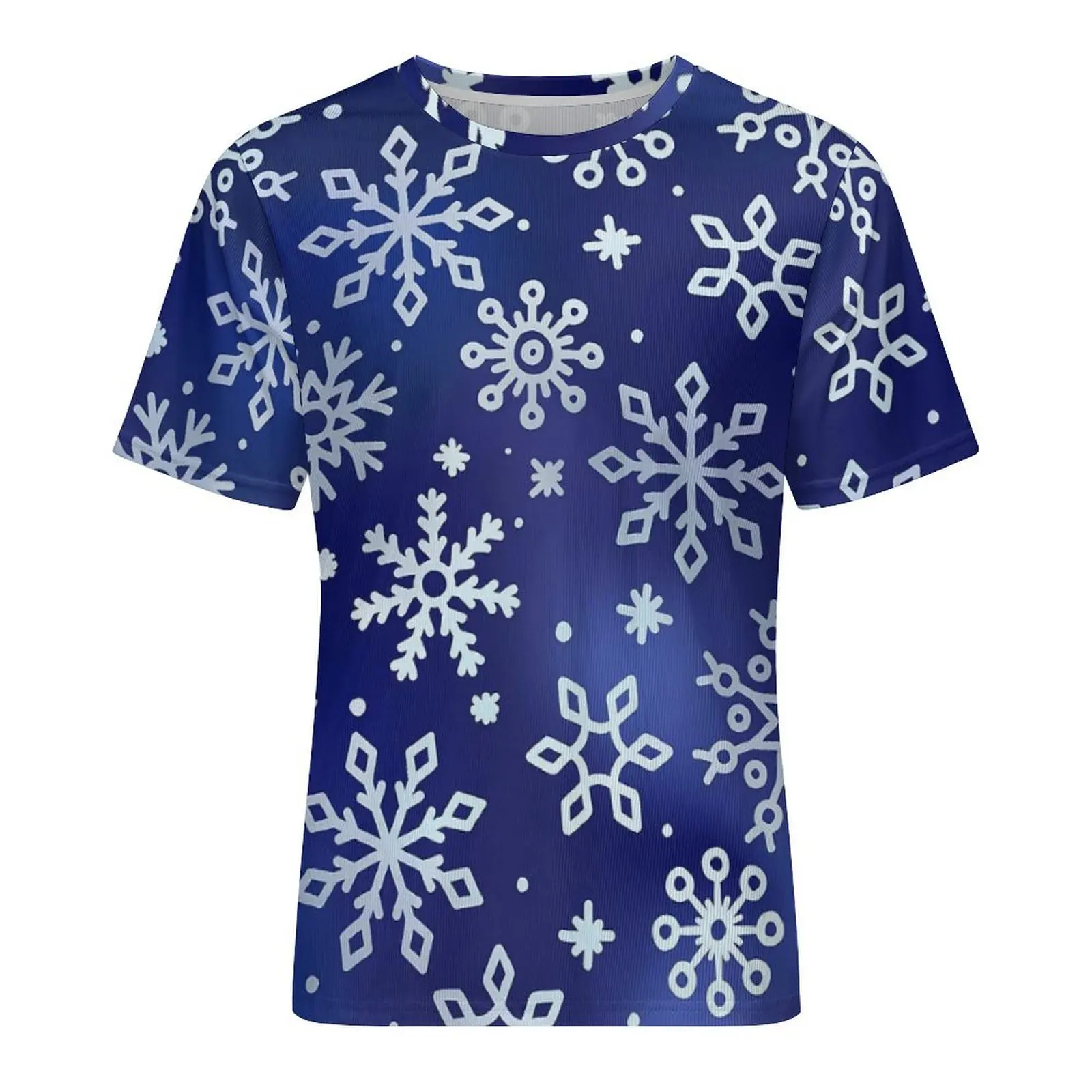Белая футболка со снежинкой синий принт модные футболки мужская базовая пляжная