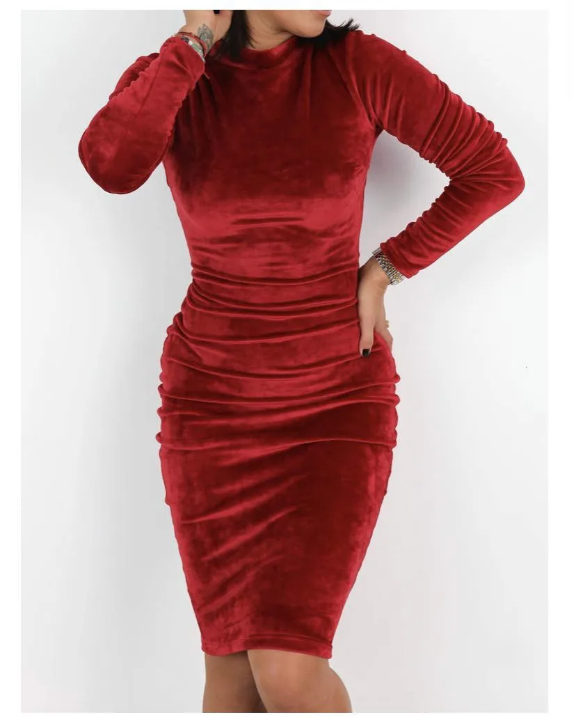 

Женские облегающие платья с длинным рукавом и круглым вырезом, лето 2022