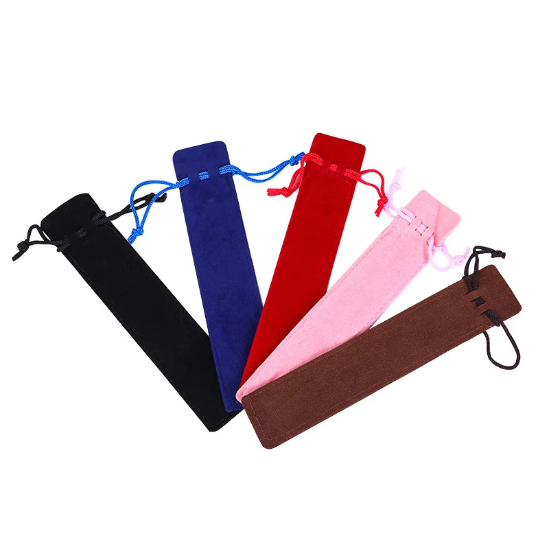 5Pcs/set Thicker Pen Case With Rope Velvet Drawstring Pen Ba