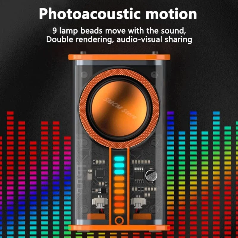 

K07 Transparent Mecha Wireless Bluetooth Speaker Sound Light Rhythm Subwoofer TWS Stereo Cyberpunk Music Center Hands-free Call