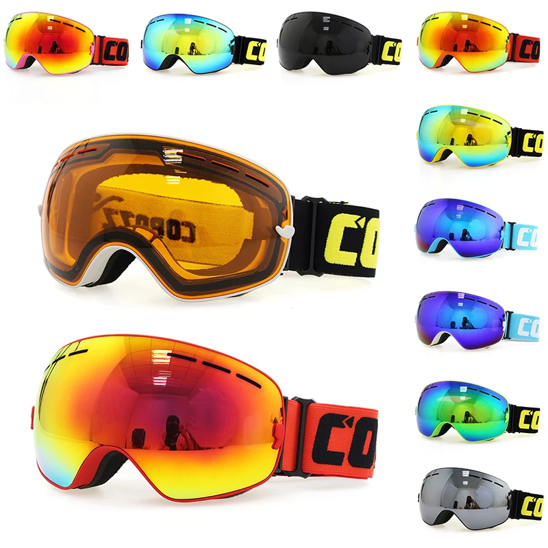 

Лыжные очки с УФ-защитой, двухслойная незапотевающая большая маска, очки для катания на лыжах, сноуборде, съемные сферические линзы для мужч...