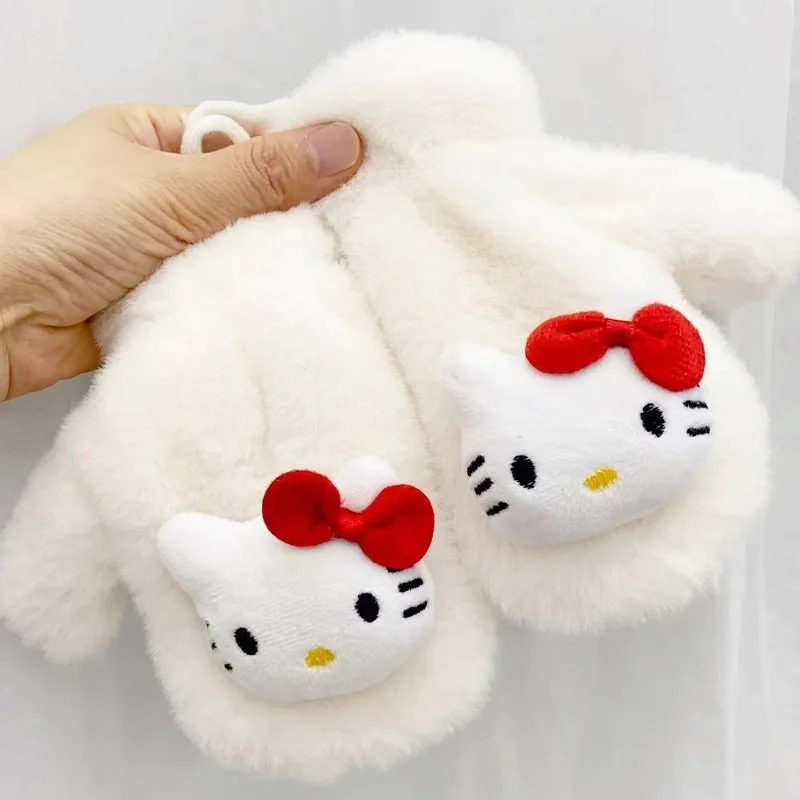 

Новый стиль мультфильм Hello Kitty для мужчин и женщин студентов зимние уличные велосипедные бархатные утепленные варежки с подвесным воротником перчатки