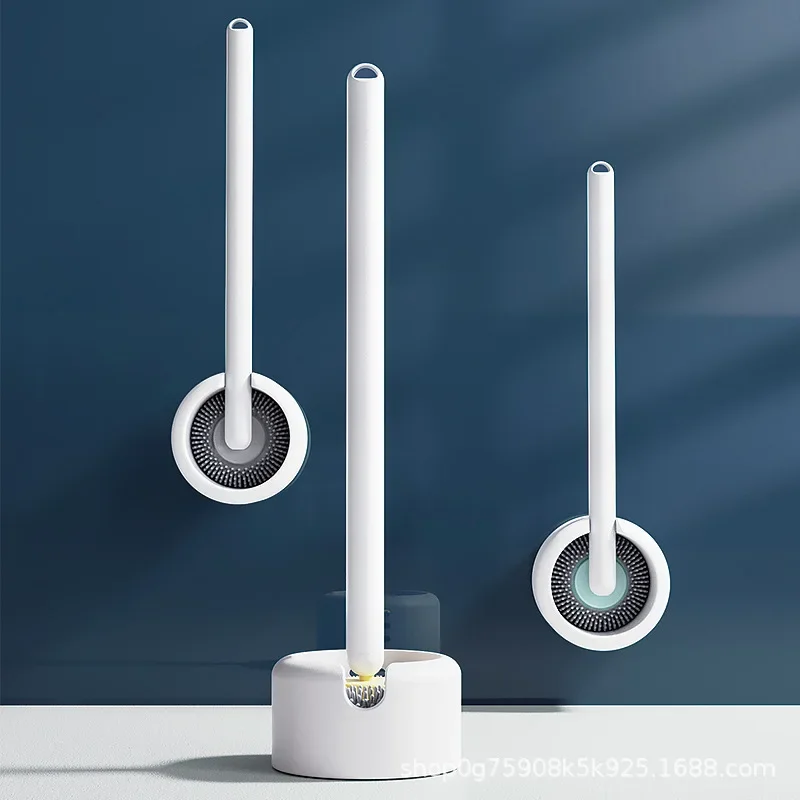 Вращающаяся щетка для унитаза с длинной ручкой силиконовая ванной комнаты без