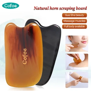 Cofoe Guasha Роговая соскабливающая доска терапия Спа для тела лица Gua Sha Beauty массажер для лица Натуральный массажный инструмент для соскабливания