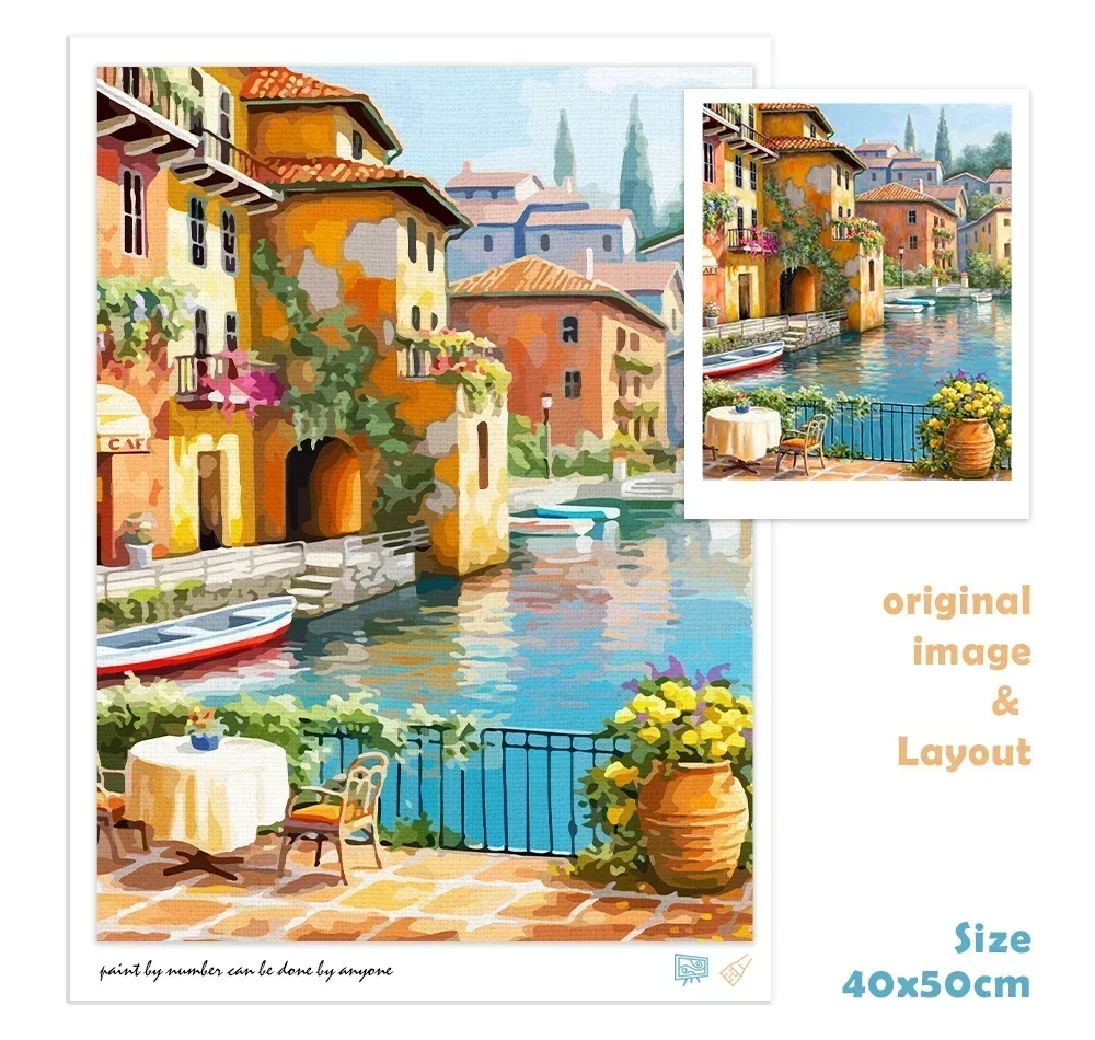 613735 Венецианский пейзаж акриловая краска по номерам сделай сам безрамная