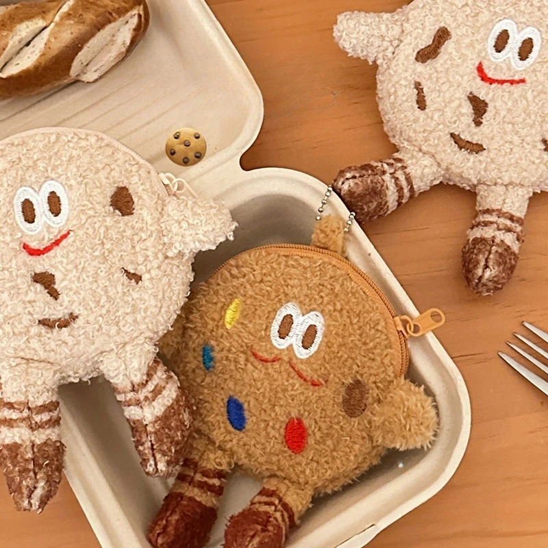 Kawaii мультфильм печенье плюшевый нулевой кошелек для девочек милый монет сумка
