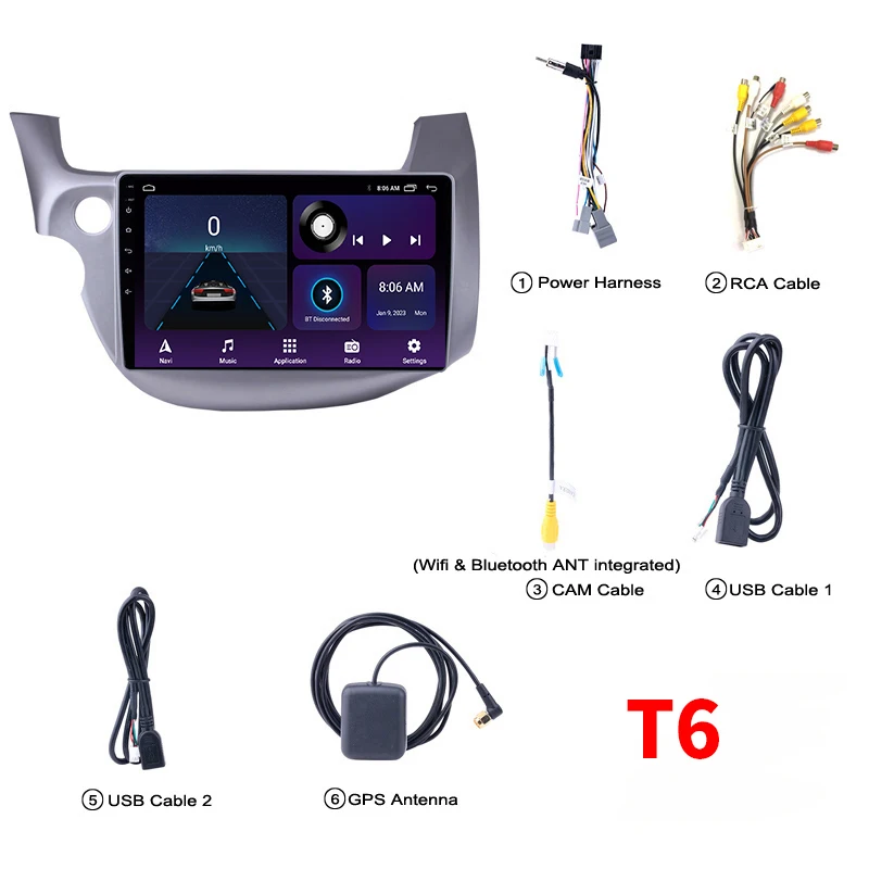 Android 13 Auto Carplay Автомобильный мультимедийный плеер Радио для Honda Fit Jazz 2008 2009-2013 LHD или