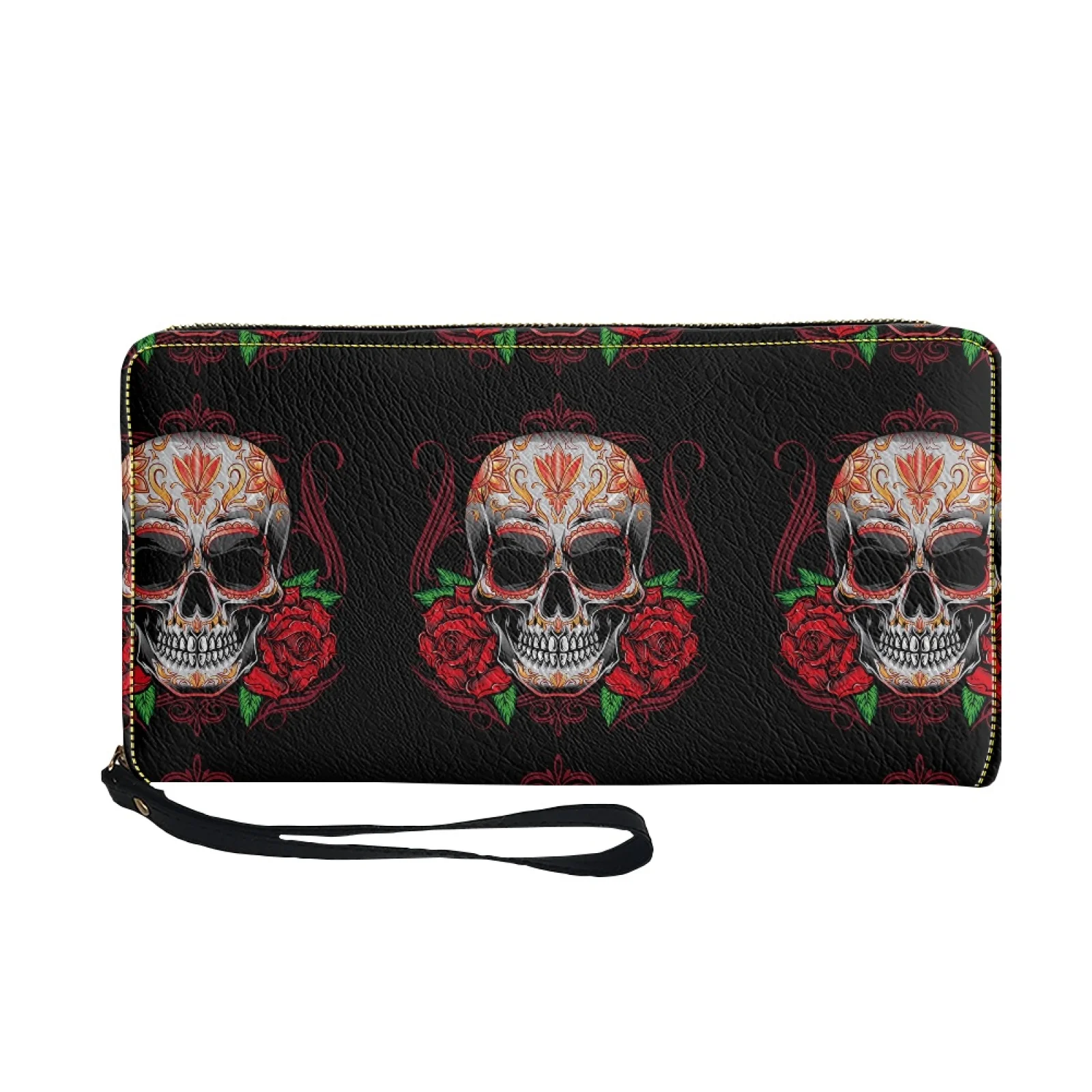 Women Wallet Yorkshire Skull Pattern Print Female Casual Leather Purse Long Clutch Bags