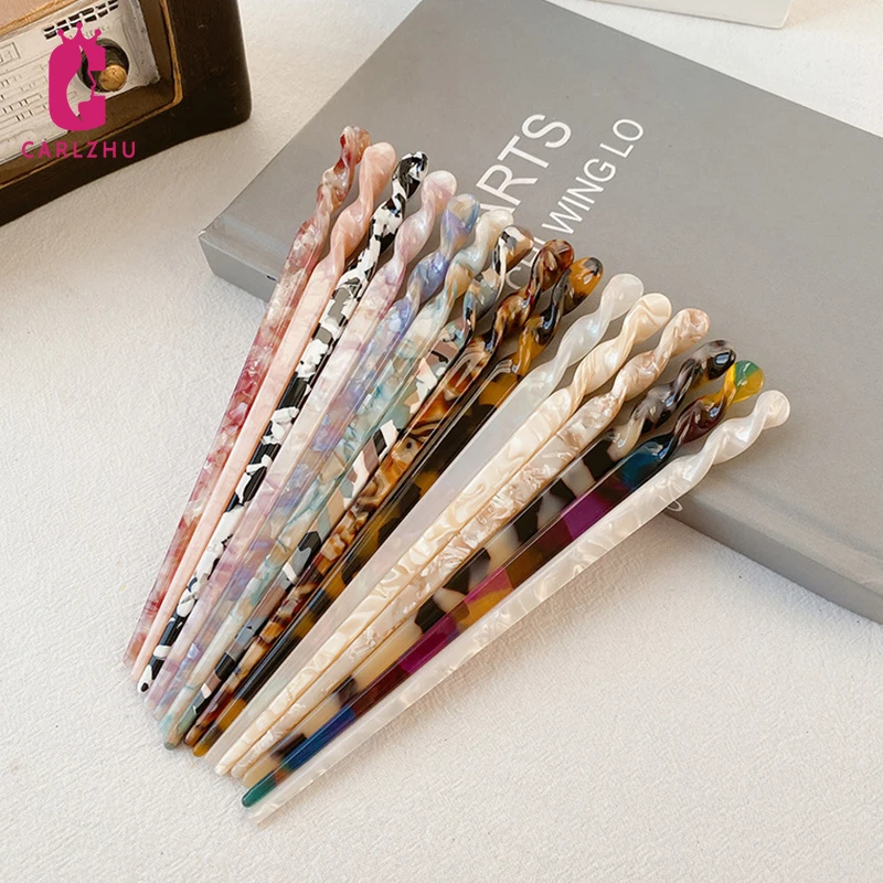 

Палочки для волос в китайском стиле, винтажные, ацетатные, резиновые палочки для еды, женские шпильки для волос, заколка, головной убор, свад...