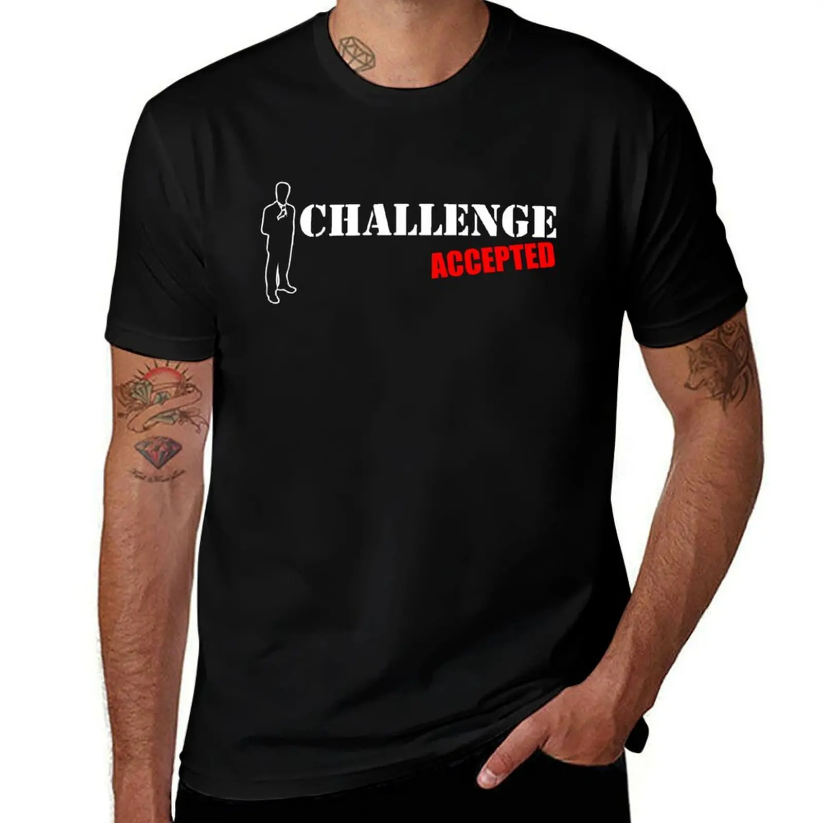 Фото Футболка Barney Stinson Challenge Accepted, удобная рабочая футболка для мужчин №1