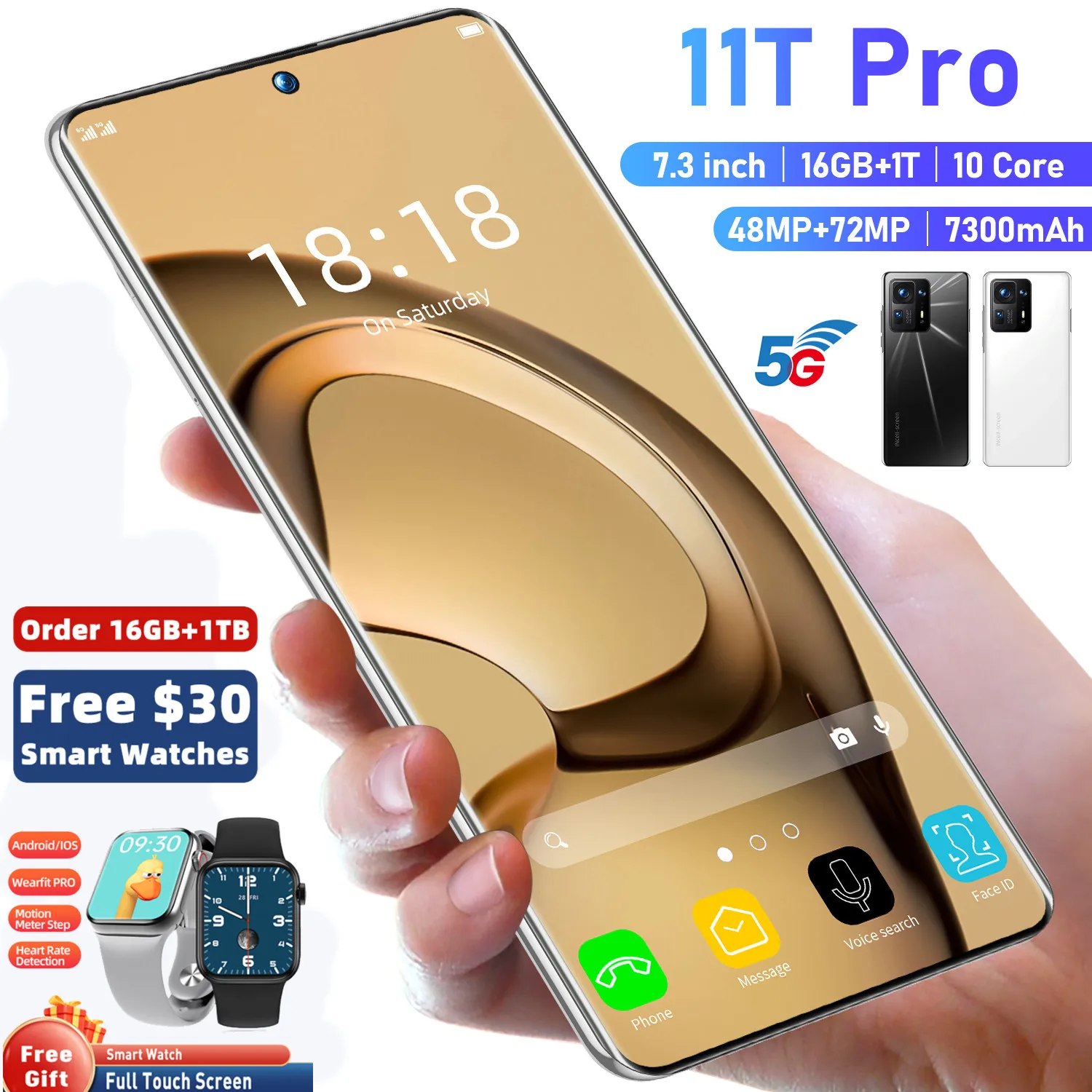 

Global Original Xioami T11 PRO 7.3 Full Screen 5G Android Smartphone 16GB+1TB Mobile Phone Dual SIM Unlocked Cellphones Telefon