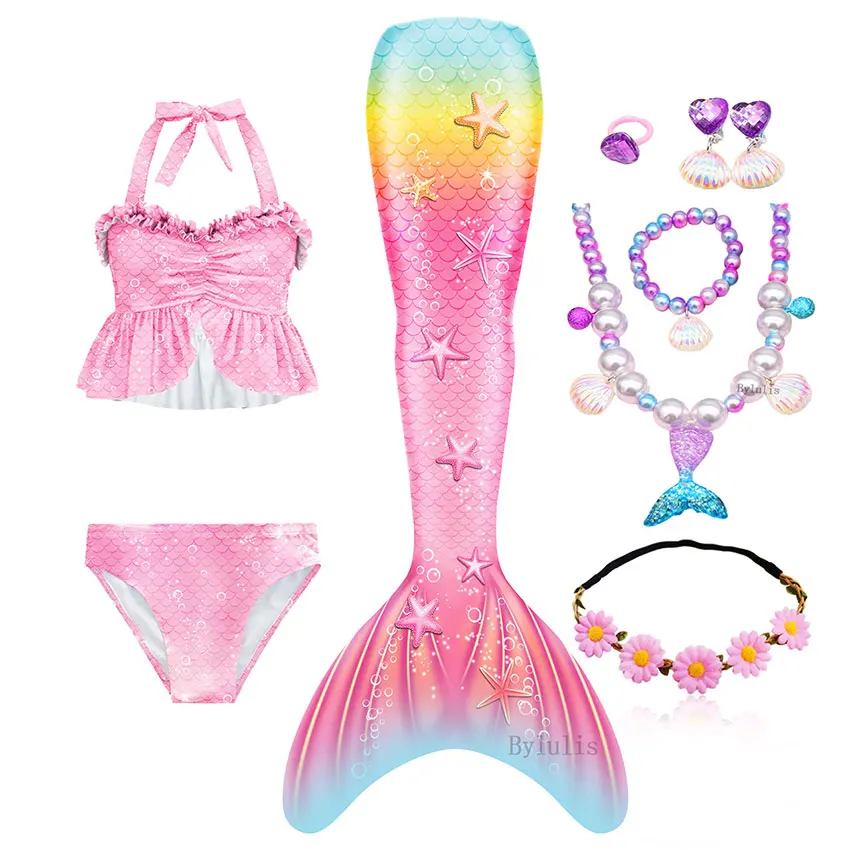 Детский костюм Русалочки для девочек Фэнтезийный купальник с хвостом косплея на
