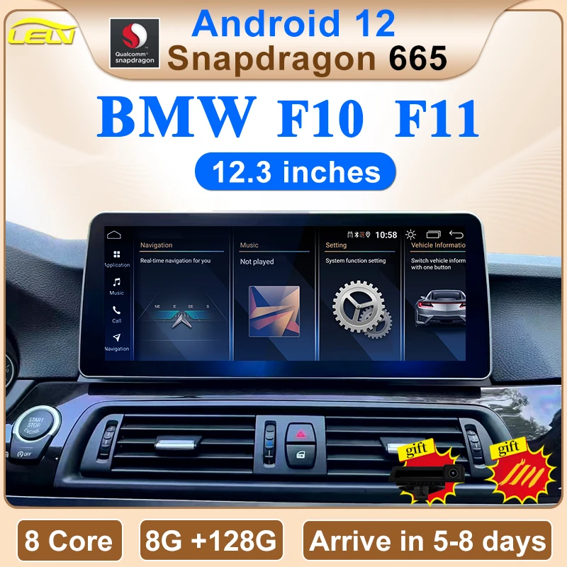 Новинка ID8 Snapdragon665 12,3 дюймов 8-ядерный Carplay для BMW 5 серии F10 F11 автомобильные видеоплееры центральный мультимедийный Android Navi экран
