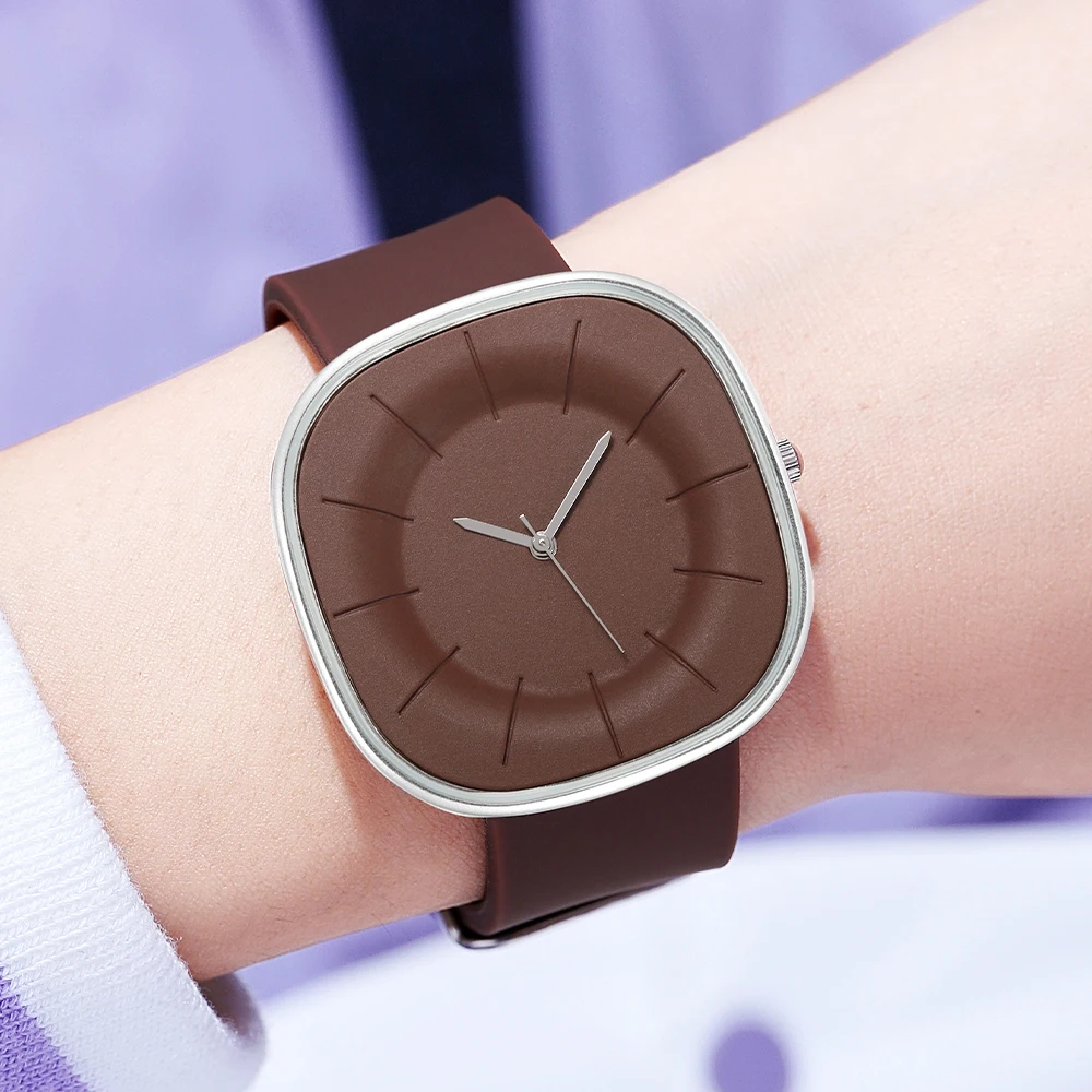 GEDI Fashion Minimalist Square Ladies Quartz Watches Simple 38mm Big Dial Silicone Strap Waterproof Sport Watch for Women Girls