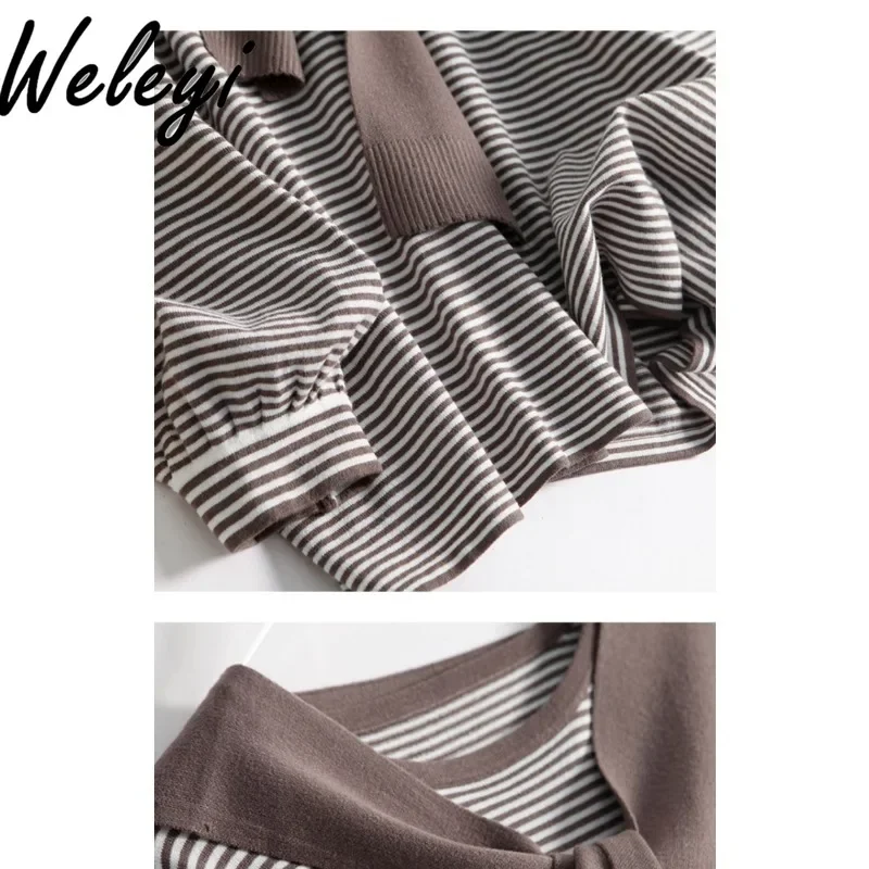 Женский трикотажный свитер с круглым вырезом и длинными рукавами