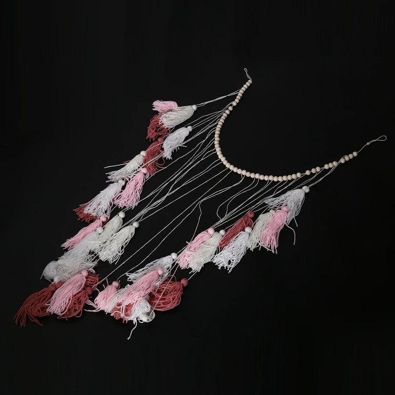 Настенный подвесной Макраме-Большой макраме с деревянными бусинами-богемный