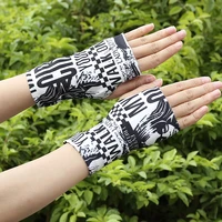 1 pair sunscreenice ice silk gloves punk motorcycle gothic hip hop mens and womens cosplay gloves fingerless sleeve cycling