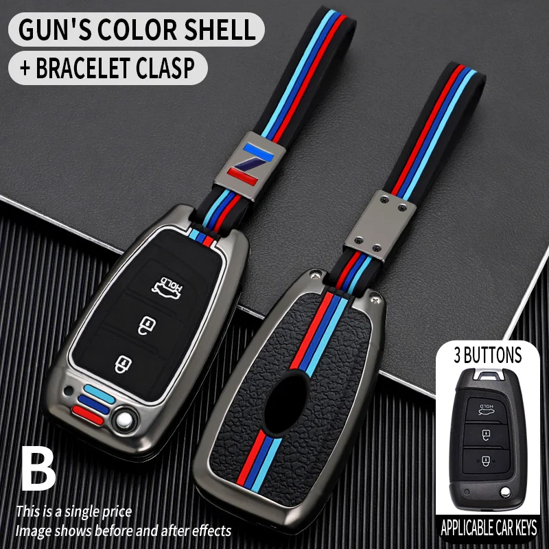 

Car Key Case Cover for Hyundai Elantra Solaris 2016 2017 2018 3 Buttons Folding Remote Keys Shell Holder Shell Free Accessories