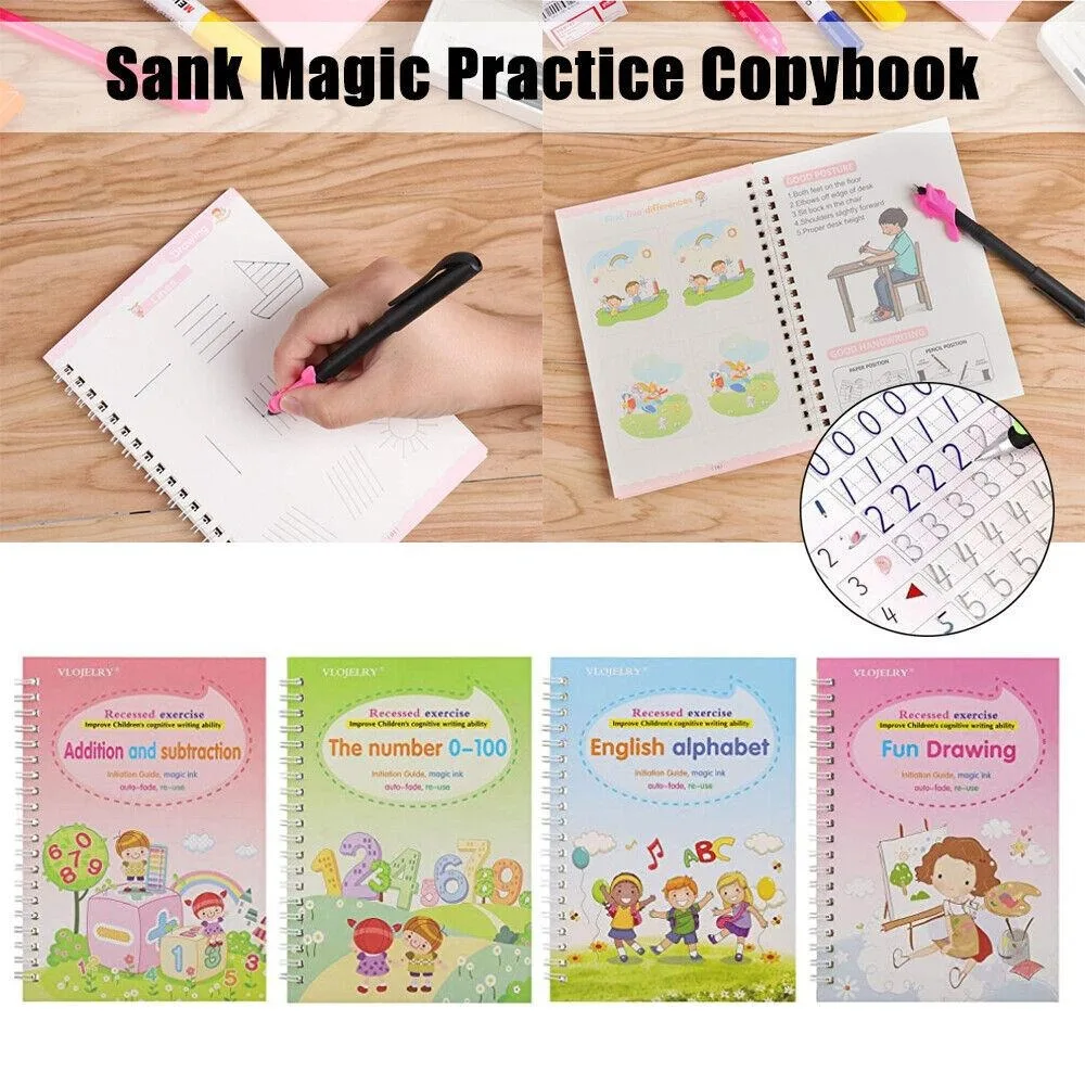 

Reused Magic Practice Copybook Writing Copying Groove Calligraphy With Penholder Refill Stationery Magic Handwriting Copybook