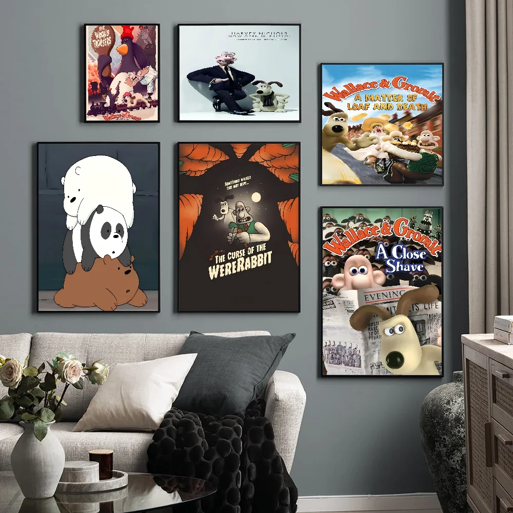 W-Wallace и G-GromitS-Dog самоклеящаяся художественная белая бумага плакат водостойкая