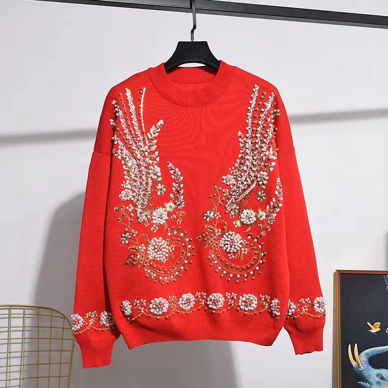 Красные вязаные спортивные костюмы женская одежда осенняя мода свободный