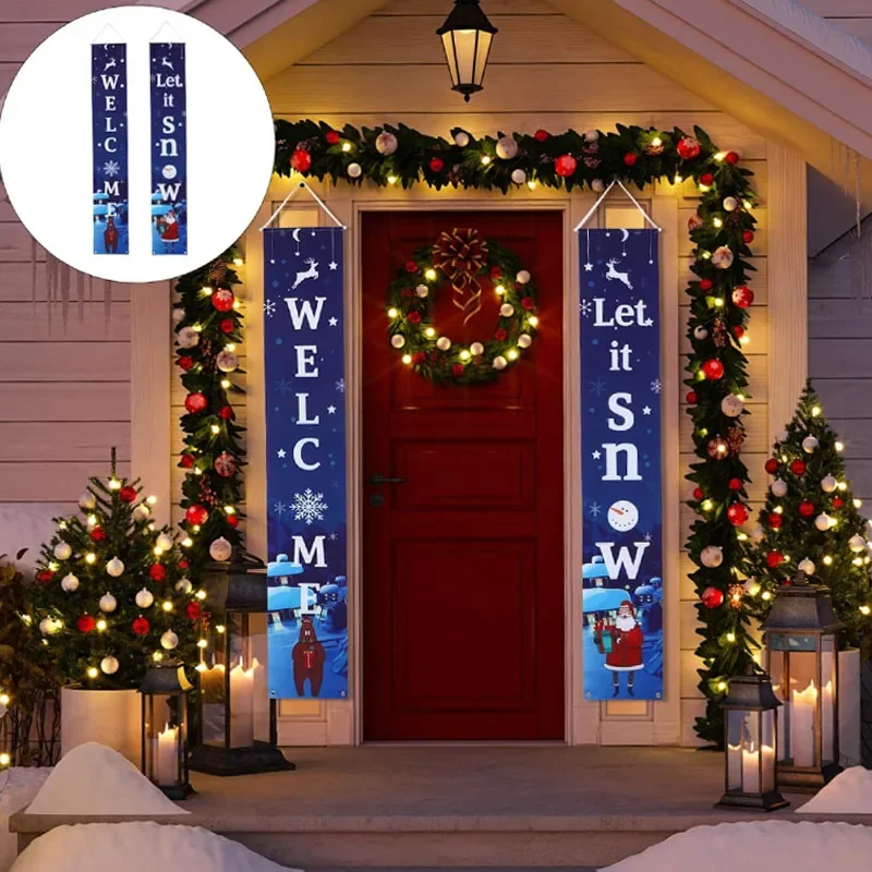 Рождественская висячая декорация для входной двери с рисунком Санта-Клауса