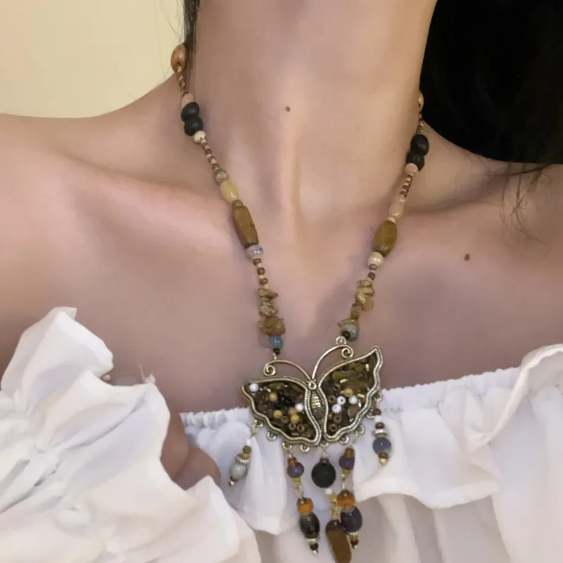 Draweye ожерелья из натуральных камней для женщин Y2k винтажные ювелирные изделия с