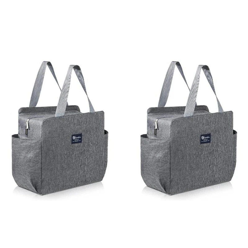 

2X Insulated Lunch Bag With Dual Side Pockets Thermal Lunch Tote Bag Women Men Adults Large Capacity For Work School