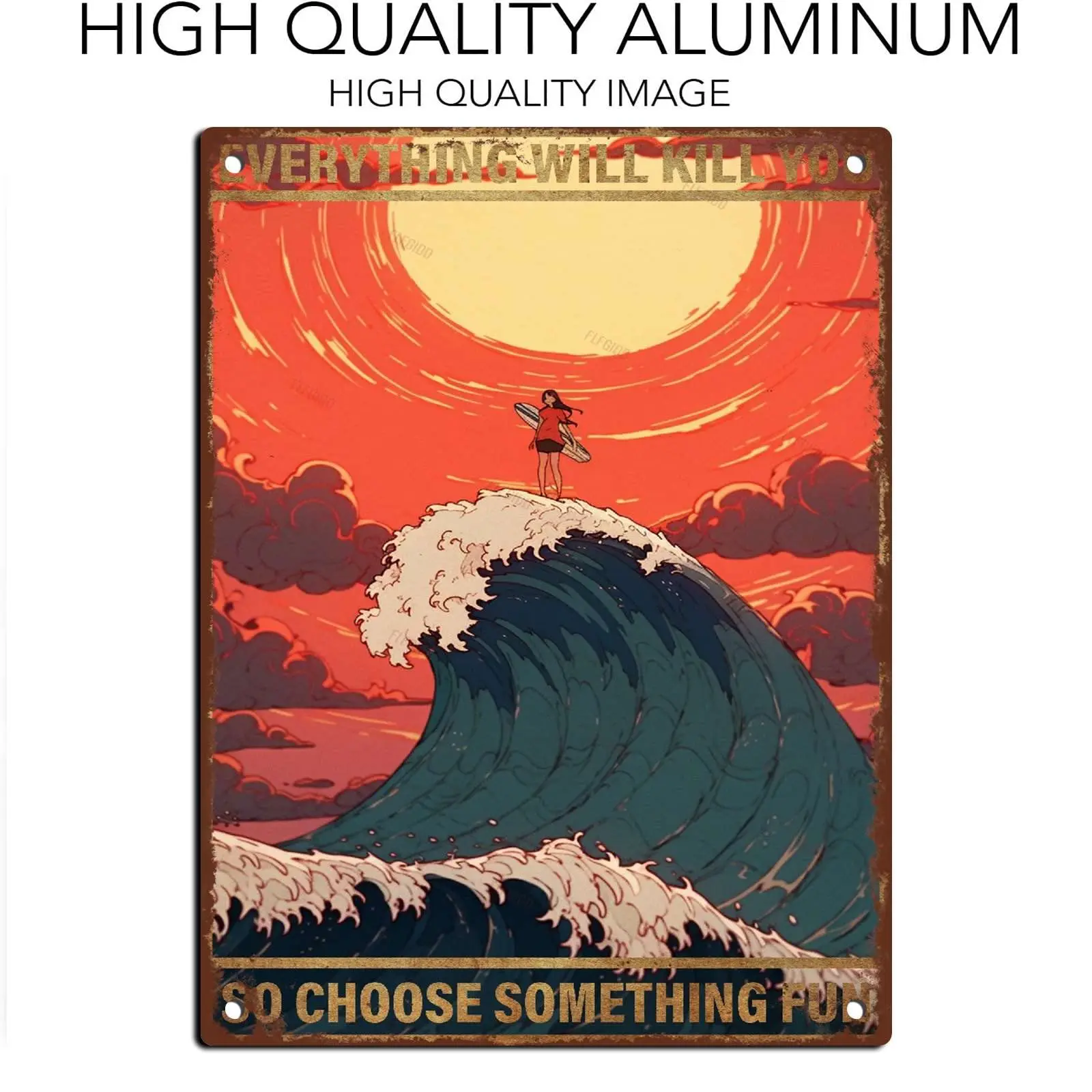 FLFGIDD Оловянная вывеска для серфинга металлическая настенная табличка в стиле