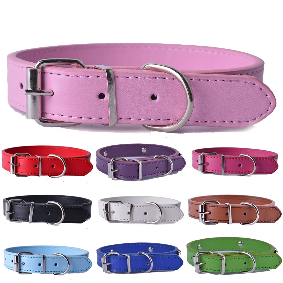 

Standard Dog Collar Pink Brown Black White Red Pu Leather Collars for Small Dogs Puppy Accessories Chihuahua Pet Dog Supplies