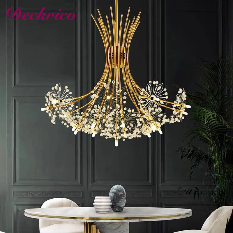 Nordic Simple Crystal Led Chandelier Home Decor Bouquet 13/19 Heads Modern Creative Ins Net Red Living Room Dining Room Lustres