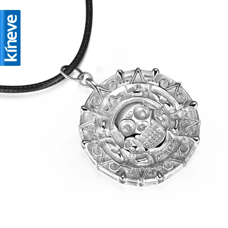 

Kineve S925 Sliver Necklace Pirates of the Caribbean Aztec Coin Sliver Pendant Necklace Free With Chain jewellery Gift
