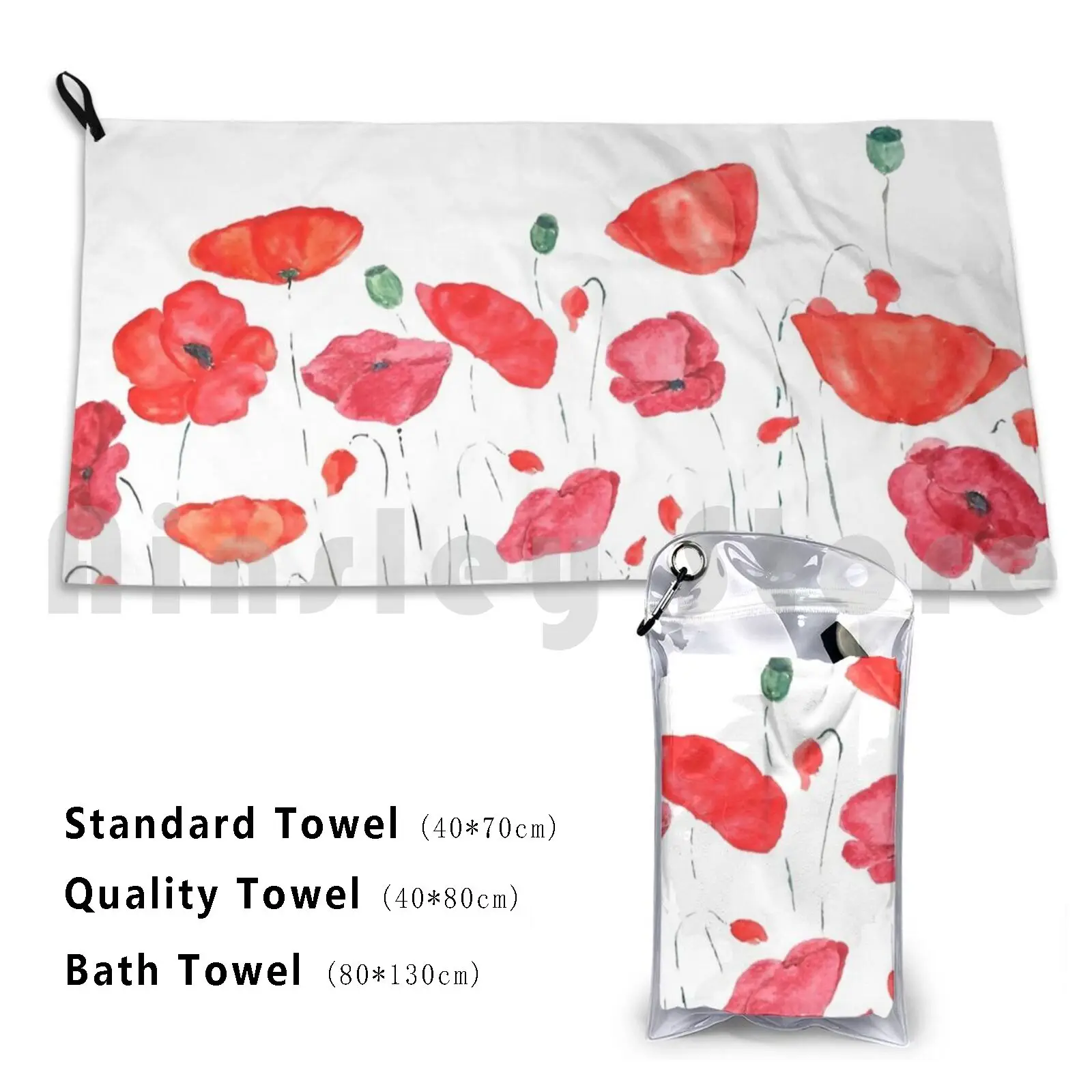 

Red Poppy Field Painting 2020 Watercolor Painting Bath Towel Beach Cushion Red Poppy Field Orange Poppy