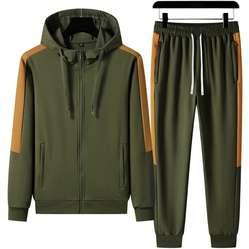 Мужской спортивный костюм с капюшоном черный из двух предметов Толстовка и