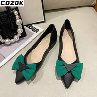 womens sandals brand fashion low heels bow designer 2022 summer pu leather pointed thin pumps sexy wedding shoes zapatos mujer
