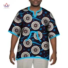 Мужская футболка с коротким рукавом WYN06, хлопковая Повседневная футболка большого размера с принтом воска и Дашики в африканском стиле, на лето