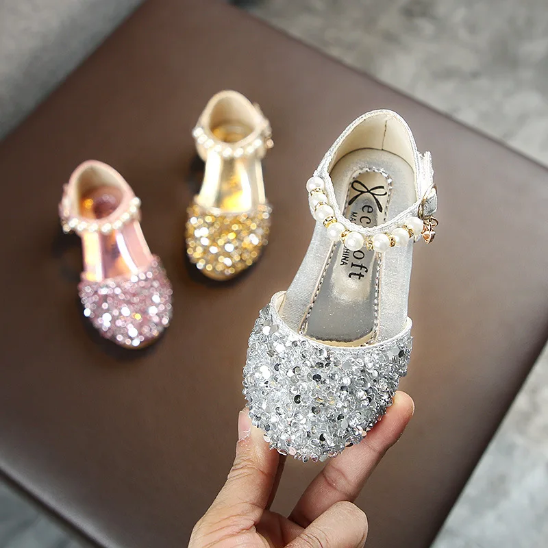 

Summer Children Sandals Glitter Wedding Performance Kids Princess Shoes Gold Silver Pink Toddler Sandals Anti-skid Dance Shoes
