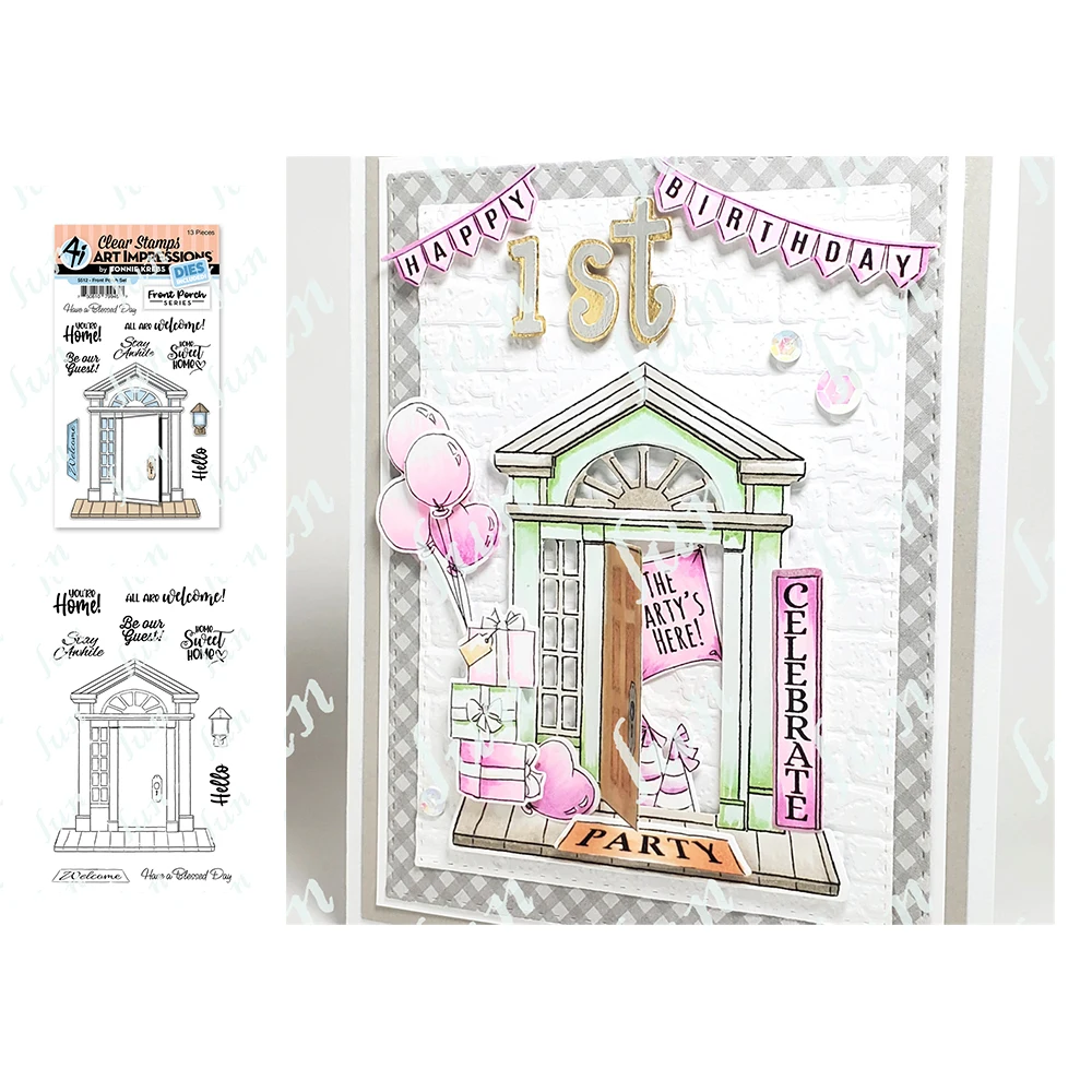 

Arrival 2022 Front Porch Door Set Metal Cutting Dies Silicone Stamps Diy Scrapbooking Paper Cards Gift Decor Embossing Template