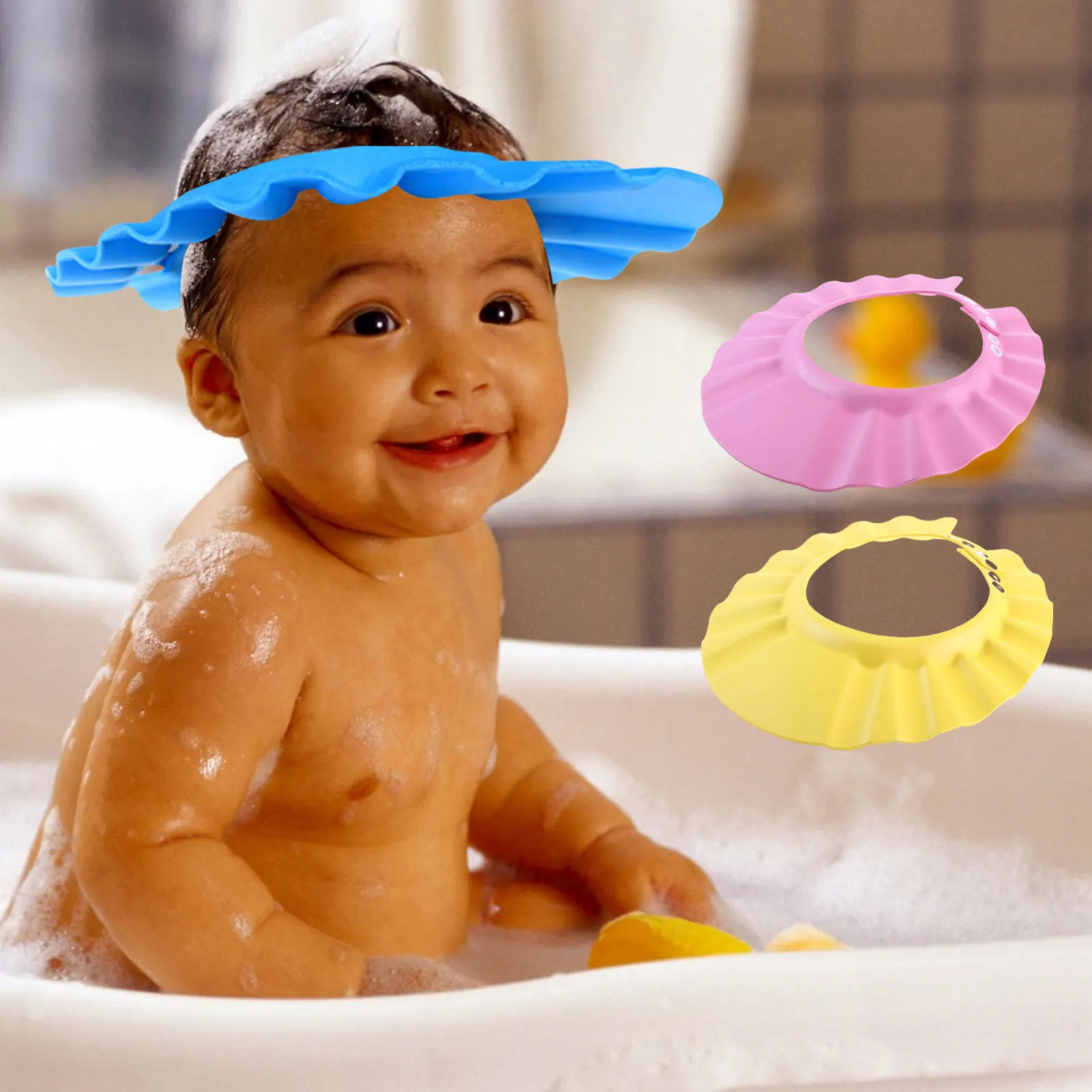 

Baby Shower Cap Shield Shower Cap For Kids Head Hair Washing Shampoo Shield For Eyes Ears Face Baby Bath Visor Hat Adjustable