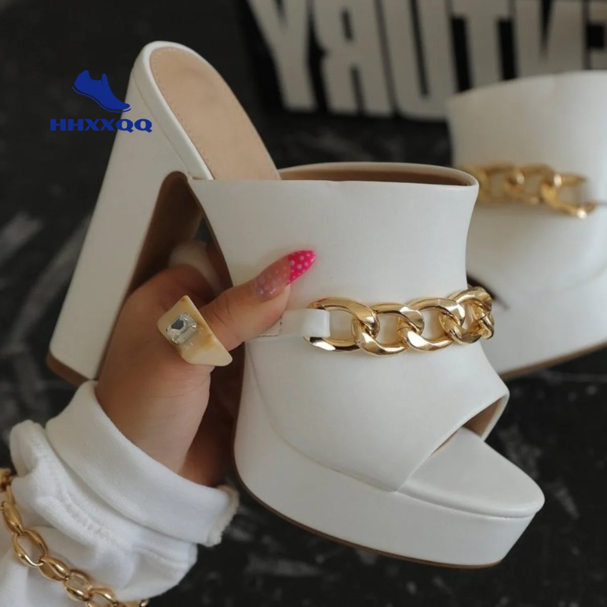 

Summer Shoes Women Platform Sandals Ladies High Heel Pumps Slippers Fluorescent Open Toes Thick Heel Fashion Female Slides