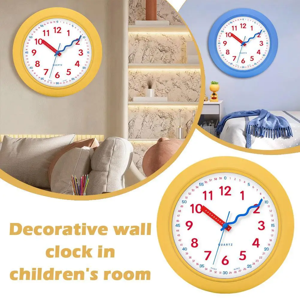 

Пластиковые желтые современные настенные часы, милые часы для гостиной, украшения дома, настольные часы, креативный подарок, бесшумные часы...