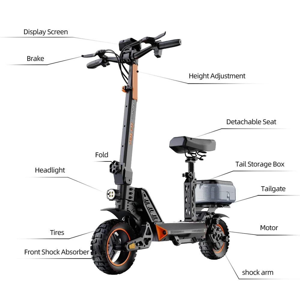 M4Max Склад в США Мощный двухколесный электрический скутер для езды вместо