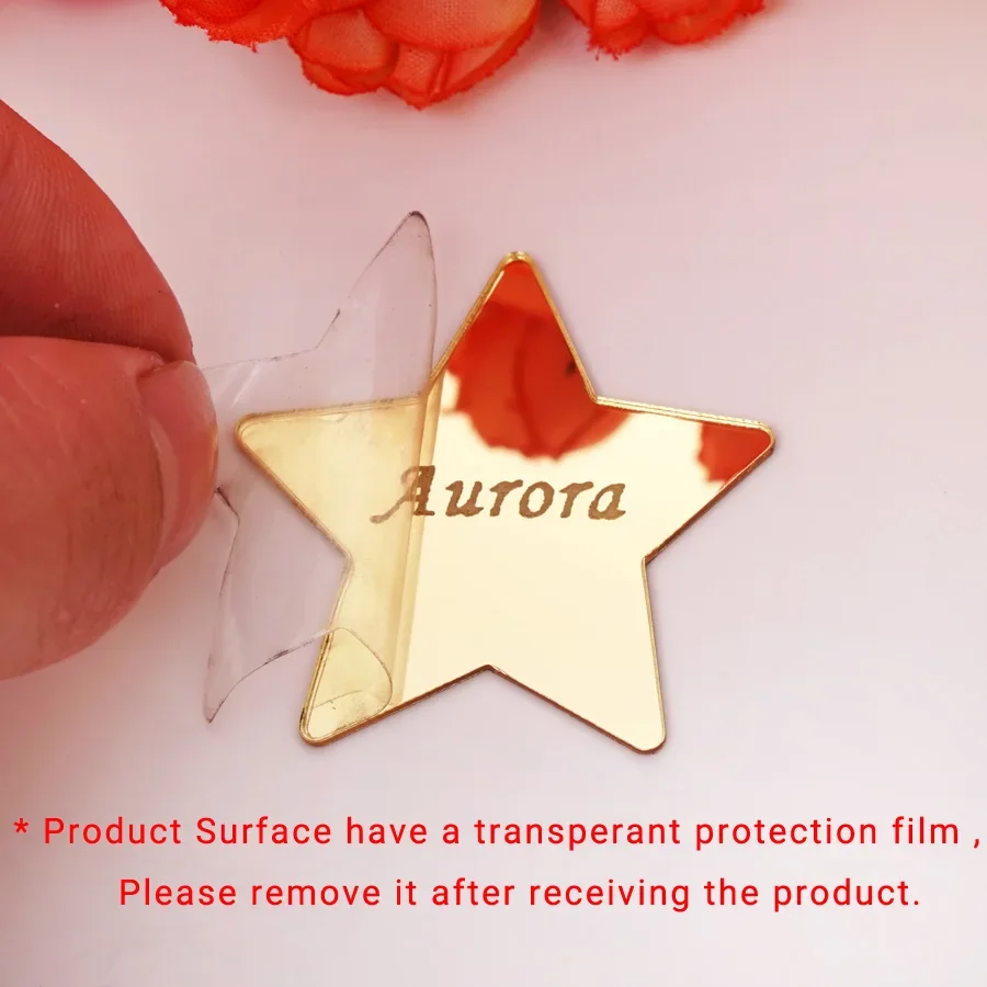 Персонализированное выгравированное имя и дата акриловое зеркальное маленькое