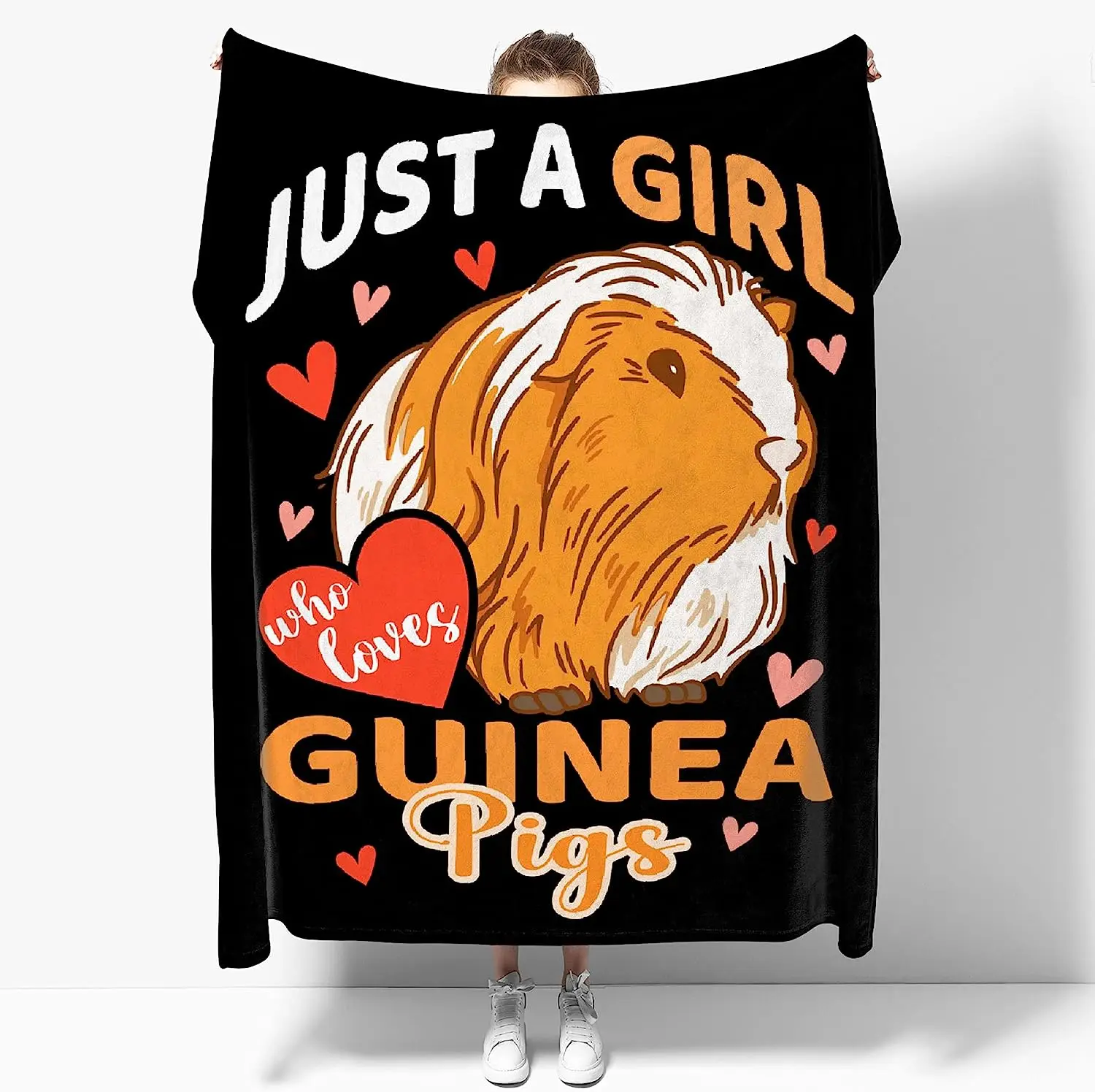 

Guinea Pig Blanket Gift Lightweight Throws -Just A Girl Who Loves Guinea Pigs-Plush Cute Animals Fish Decor Kids Quilt