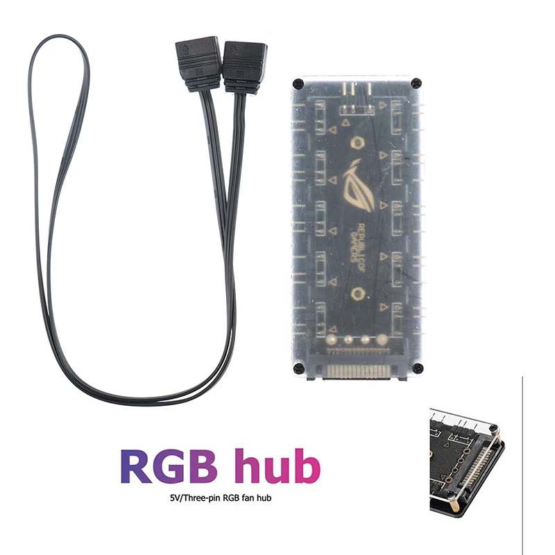 

5V 3-pin RGB 10 Hub Splitter SATA Power 3pin ARGB Adapter Extension Cable
