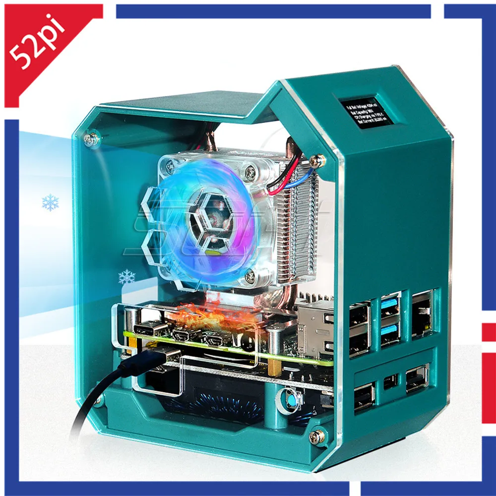 52Pi ABS Mini Tower RGB охлаждающий вентилятор с 0 96 OLED экраном |